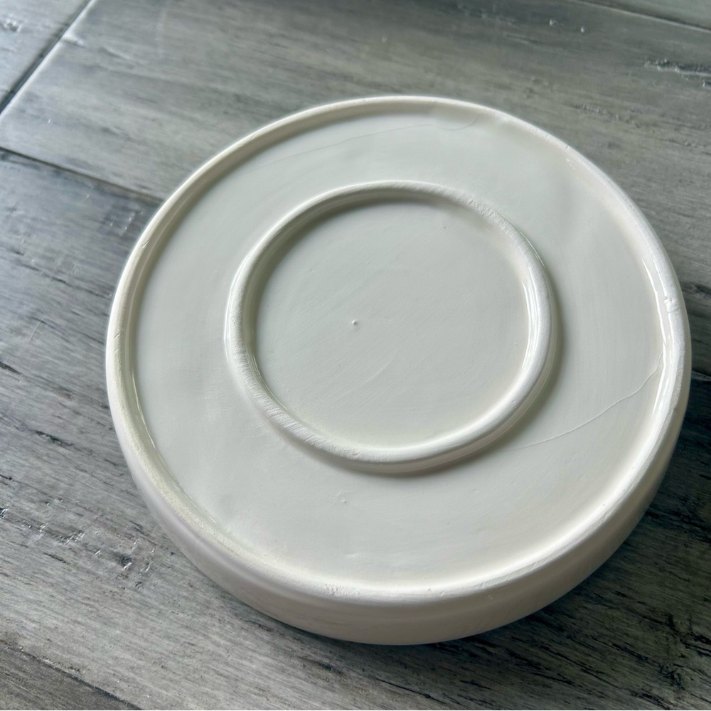 Turquoise & White Enameled Yin Yang Ceramic Decor Tray Ring Bowl Dish - Picture 4 of 7